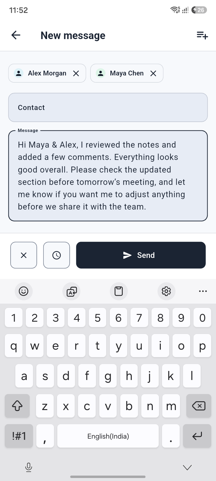 Compose an SMS in Lunexa Messages
