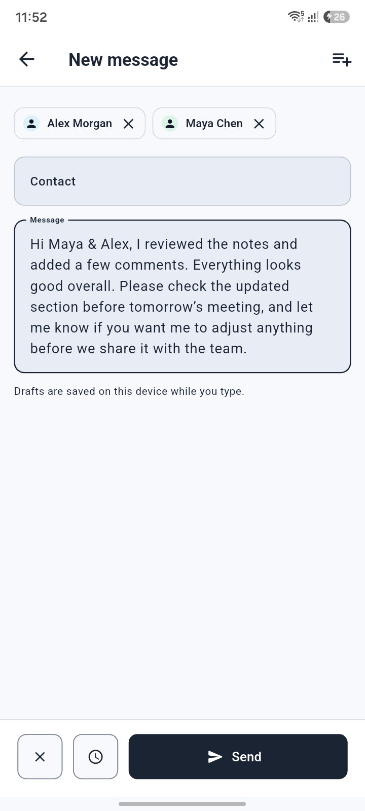 Compose SMS screen